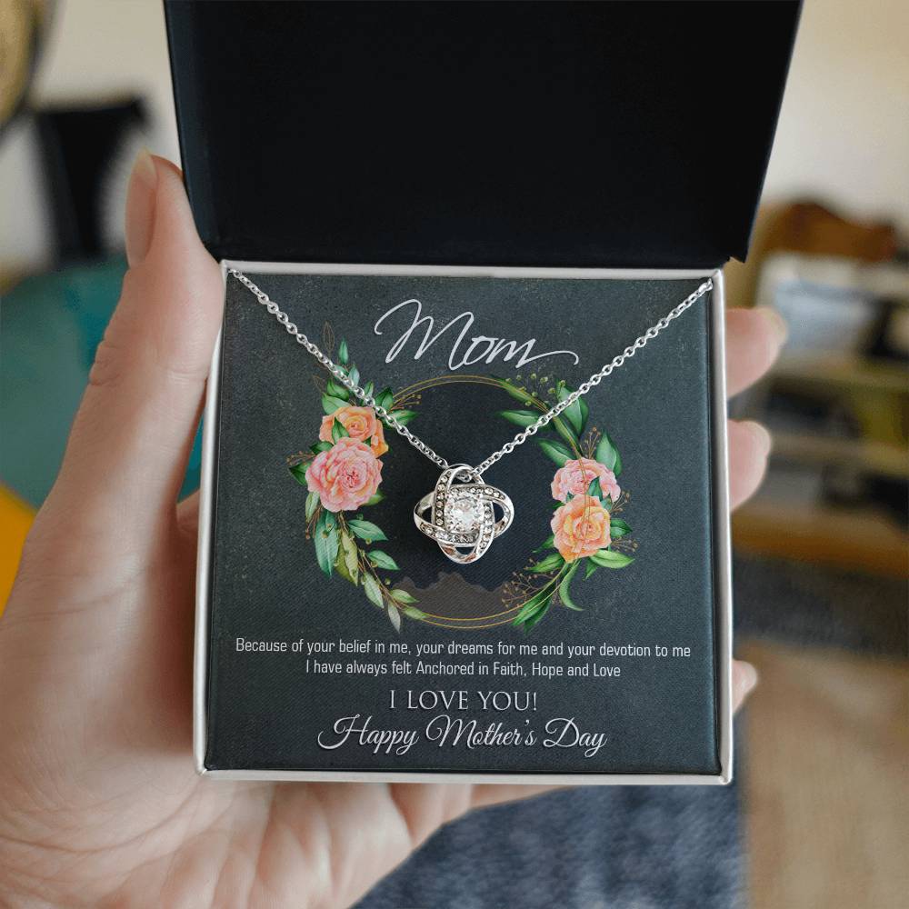 Mom Love Knot Necklace (Yellow & White Gold Variants)